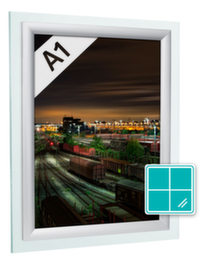 Hinged window frame with counter frame
