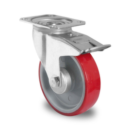 Cascoo Swivel castor with total brakes, load capacity 350 kg, Polyurethane tires