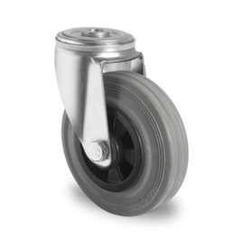 Cascoo Back hole castor, load capacity 100 kg, Solid rubber tires