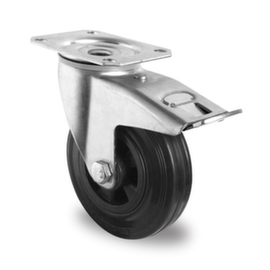 Cascoo Swivel castor with total brakes, load capacity 70 kg, Solid rubber tires