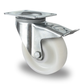 Cascoo Swivel castor with total brakes, load capacity 500 kg, Polyamide tires