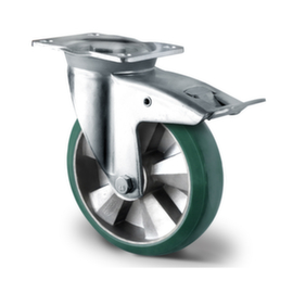 Cascoo Swivel castor with total brakes, load capacity 700 kg, Polyurethane tires