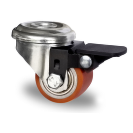 Cascoo Back hole swivel castor with brakes, load capacity 100 kg, Polyurethane tires