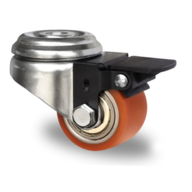 Cascoo Back hole swivel castor with brakes, load capacity 150 kg, Polyurethane tires