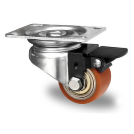 Cascoo Swivel castor with brakes, load capacity 150 kg, Polyurethane tires