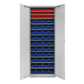 Magazine cabinet with open fronted storage bins