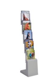 Foldable brochure stand, 5 Shelves, frame silver gray
