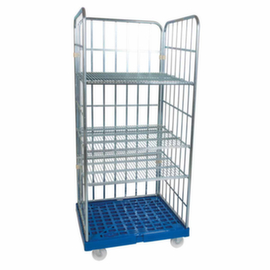 Roll container rolltainer® with 3 walls and shelves