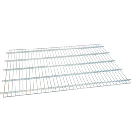 Suspended shelf for roll containers