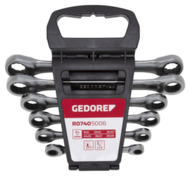 GEDORE R07405006 Double ring ratchet wrench set SW8-19 mm 6-piece