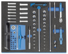GEDORE 2005 CT2-D 20 1/4" socket wrench assortment in check tool module