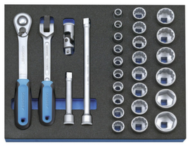 GEDORE 2005 CT2-D 19 Socket wrench assortment 1/2" in check tool module