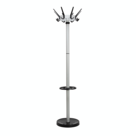 MAUL Coat rack MAULcaligo, with 16/8/8 hooks, RAL9004 Signal black / similar to RAL9006 White aluminum