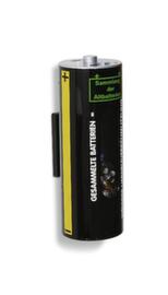 Waste battery collection container made of plastic in black/yellow