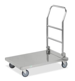 Kongamek Stainless steel push bar trolley, load capacity 100 kg, loading area 820 x 520 mm