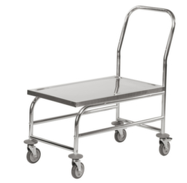 Kongamek Stainless steel push bar trolley, load capacity 100 kg, loading area 735 x 390 mm
