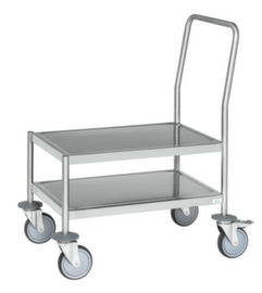 Kongamek Stainless steel push bar trolley, load capacity 200 kg, loading area 625 x 415 mm