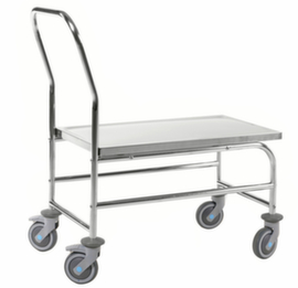 Kongamek Stainless steel push bar trolley, load capacity 100 kg, loading area 710 x 360 mm