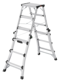 Hailo Telescopic stepladder double ladder TopLine D100, 2 x 4 / 2 x 5 / 2 x 6 Non-slip profiled rungs and steps