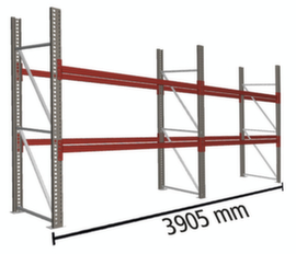 META Pallet rack MULTIPAL for 12 pallets, 3905 mm wide, 3 storage levels