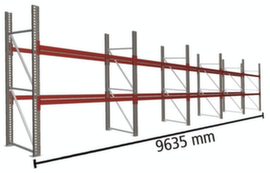 META Pallet rack MULTIPAL for 30 pallets, 9635 mm wide, 3 storage levels