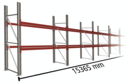 META Pallet rack MULTIPAL for 48 pallets, 15365 mm wide, 3 storage levels
