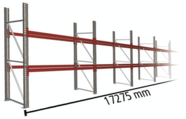META Pallet rack MULTIPAL for 54 pallets, 17275 mm wide, 3 storage levels