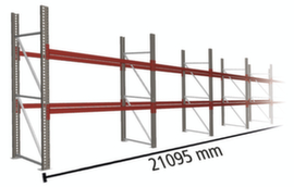 META Pallet rack MULTIPAL for 66 pallets, 21095 mm wide, 3 storage levels