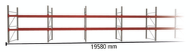 META Pallet rack MULTIPAL for 63 pallets, 19580 mm wide, 3 storage levels