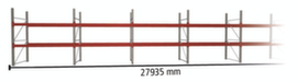 META Pallet rack MULTIPAL for 90 pallets, 27935 mm wide, 3 storage levels