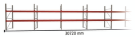 META Pallet rack MULTIPAL for 99 pallets, 30720 mm wide, 3 storage levels