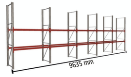 META Pallet rack MULTIPAL for 30 pallets, 9635 mm wide, 3 storage levels