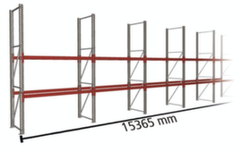META Pallet rack MULTIPAL for 48 pallets, 15365 mm wide, 3 storage levels