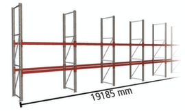 META Pallet rack MULTIPAL for 60 pallets, 19185 mm wide, 3 storage levels