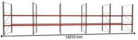 META Pallet rack MULTIPAL for 45 pallets, 14010 mm wide, 3 storage levels