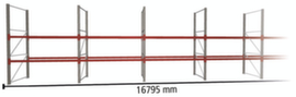 META Pallet rack MULTIPAL for 54 pallets, 16795 mm wide, 3 storage levels