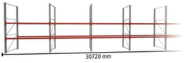 META Pallet rack MULTIPAL for 99 pallets, 30720 mm wide, 3 storage levels