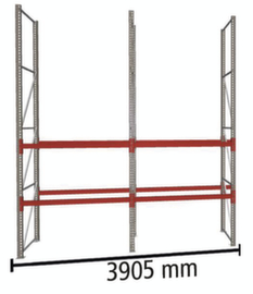 META Pallet rack MULTIPAL for 12 pallets, 3905 mm wide, 3 storage levels