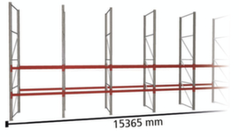 META Pallet rack MULTIPAL for 48 pallets, 15365 mm wide, 3 storage levels