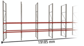 META Pallet rack MULTIPAL for 60 pallets, 19185 mm wide, 3 storage levels