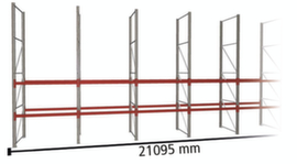 META Pallet rack MULTIPAL for 66 pallets, 21095 mm wide, 3 storage levels