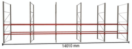 META Pallet rack MULTIPAL for 45 pallets, 14010 mm wide, 3 storage levels