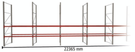 META Pallet rack MULTIPAL for 72 pallets, 22365 mm wide, 3 storage levels