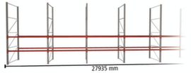 META Pallet rack MULTIPAL for 90 pallets, 27935 mm wide, 3 storage levels