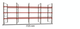 META Pallet rack MULTIPAL for 32 pallets, 7725 mm wide, 4 storage levels