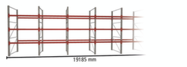 META Pallet rack MULTIPAL for 80 pallets, 19185 mm wide, 4 storage levels