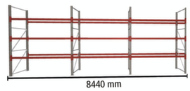 META Pallet rack MULTIPAL for 36 pallets, 8440 mm wide, 4 storage levels