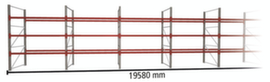 META Pallet rack MULTIPAL for 84 pallets, 19580 mm wide, 4 storage levels