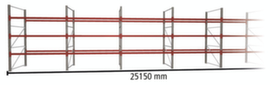 META Pallet rack MULTIPAL for 108 pallets, 25150 mm wide, 4 storage levels