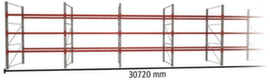 META Pallet rack MULTIPAL for 132 pallets, 30720 mm wide, 4 storage levels